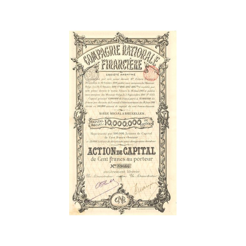 Cie Nationale Financière (Act de Capital 100 F)