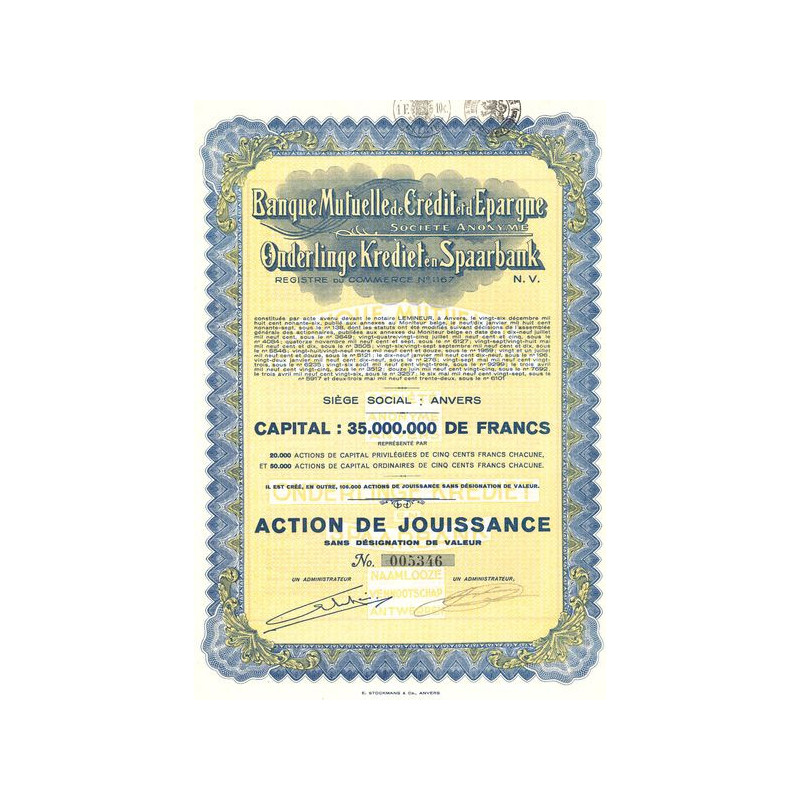 Banque Mutuelle de Crédit et d'Epargne (Act Jouissance)