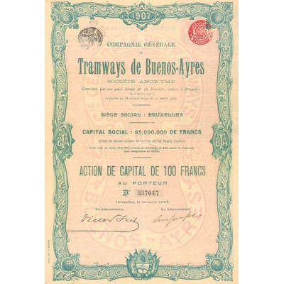 Cie Générale de Tramways de Buenos-Ayres (Act 100 F)
