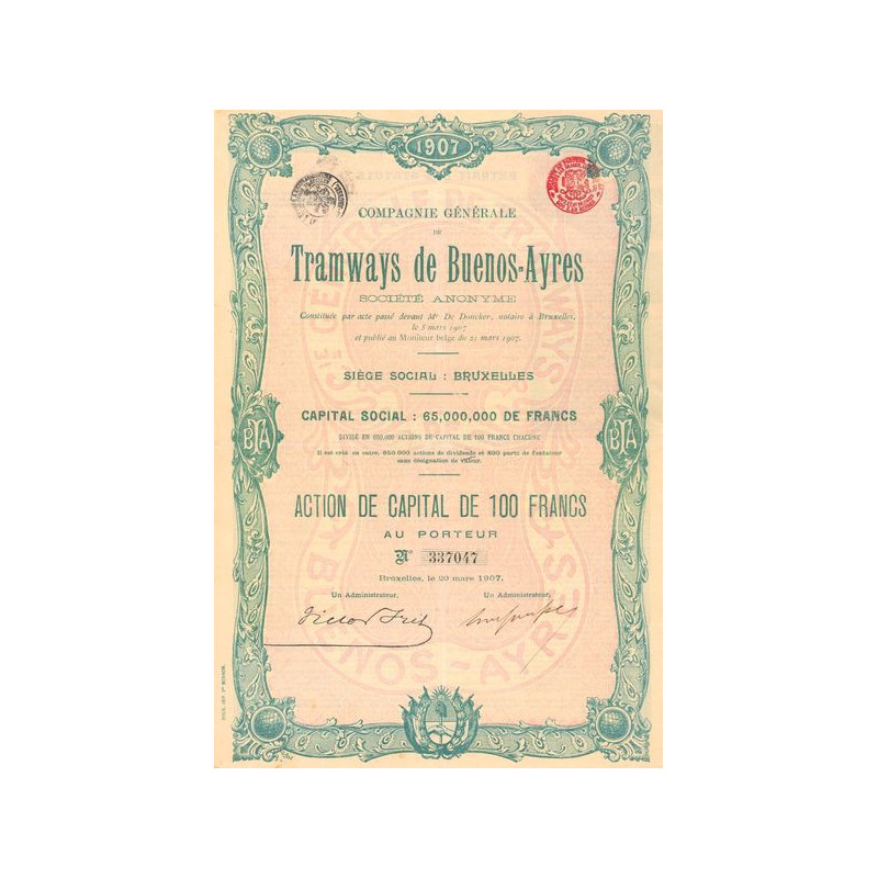 Cie Générale de Tramways de Buenos-Ayres (Act 100 F)