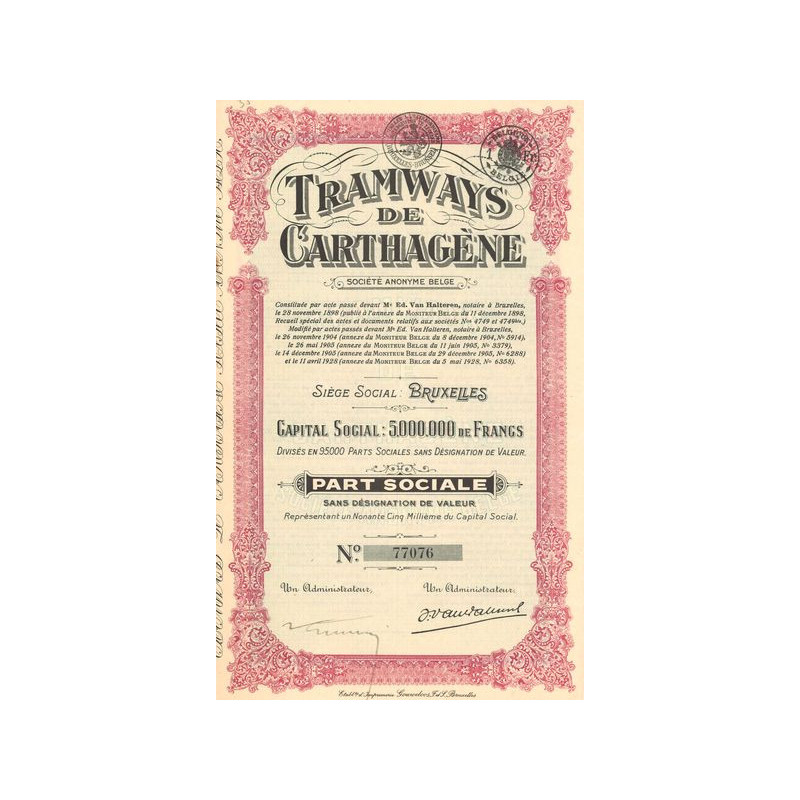 Tramways de Carthagène (Part Sociale)