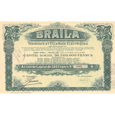 Braïla Tramways et Eclairage Electrique (Act 500 F)