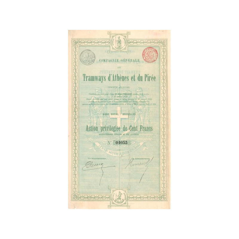 Cie Générale des Tramways d'Athènes et du Pirée (Act Privilégiée 100 F)