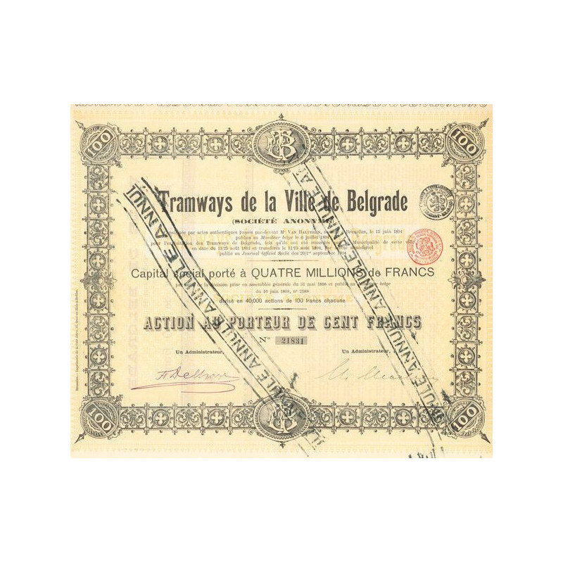 Tramways de la Ville de Belgrade S.A. (Act 100 F)