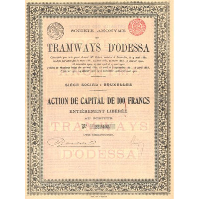 S.A. des Tramways d'Odessa (Act de Capital 100 F)
