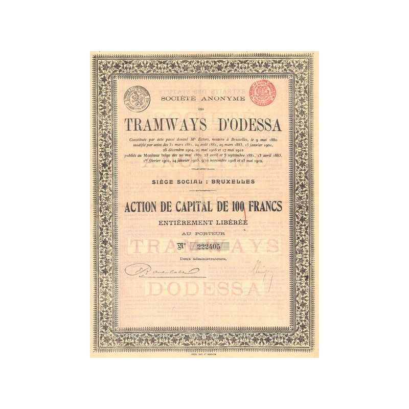 S.A. des Tramways d'Odessa (Act de Capital 100 F)