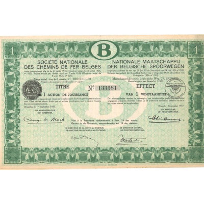 Sté Nationale des Chemins de Fer Belges (Act de Jouissance)
