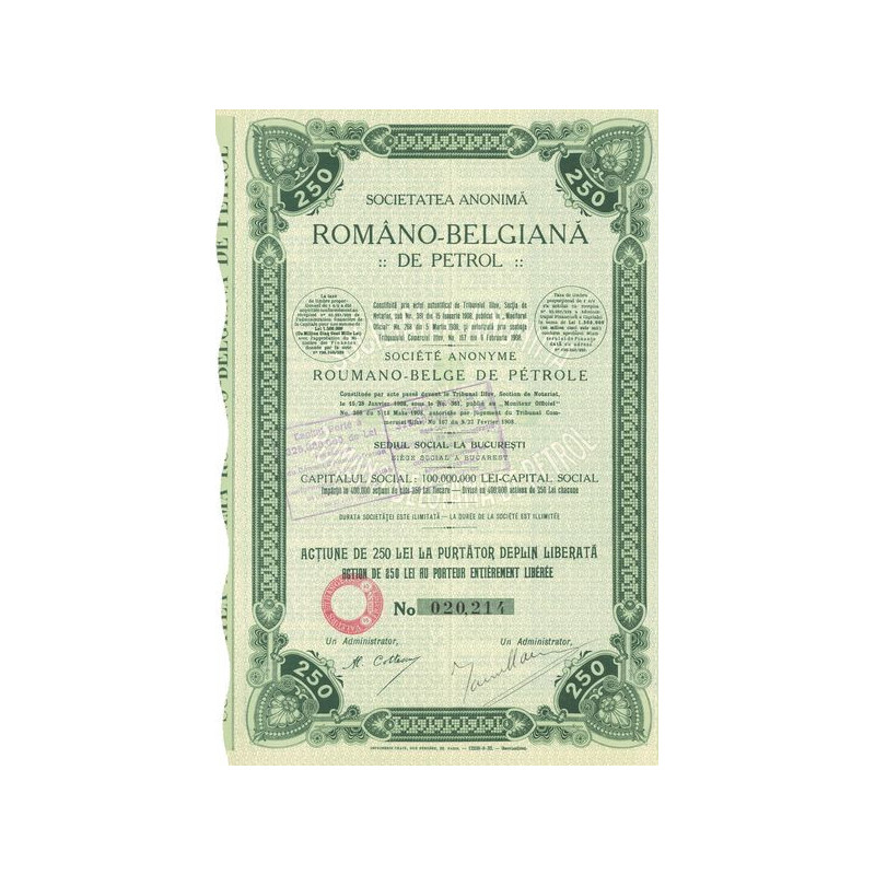 S.A. Româno-Belgianâ de Petrol (Act 250 Lei)