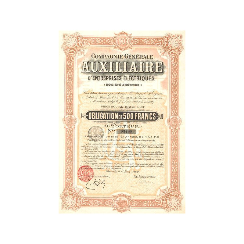 Cie Générale Auxiliaire d'Entreprises Electriques S.A. (Obl 500 F)