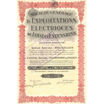 Sté Générale d'Exploitation Electriques de Lodz et Extensions S.A. (Act 500 F)