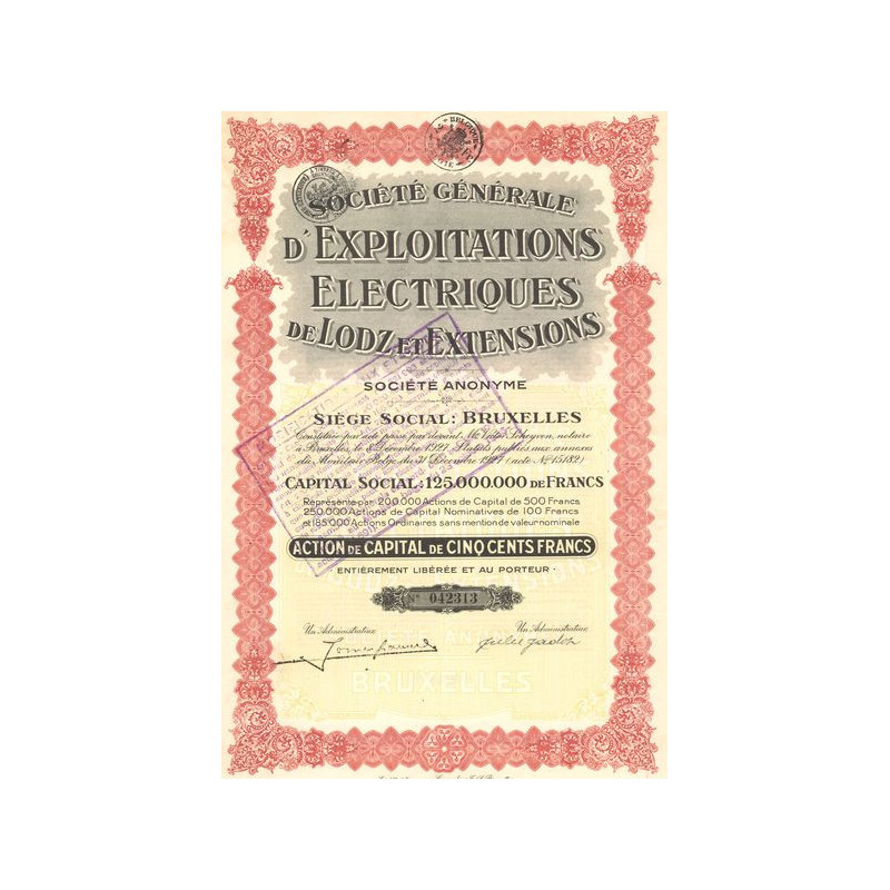 Sté Générale d'Exploitation Electriques de Lodz et Extensions S.A. (Act 500 F)