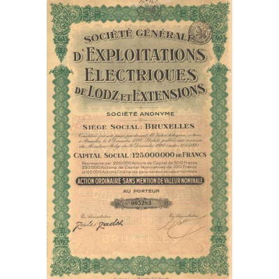 Sté Générale d'Exploitation Electriques de Lodz et Extensions S.A. (Act Ordinaire Sans Valeur Nominale)
