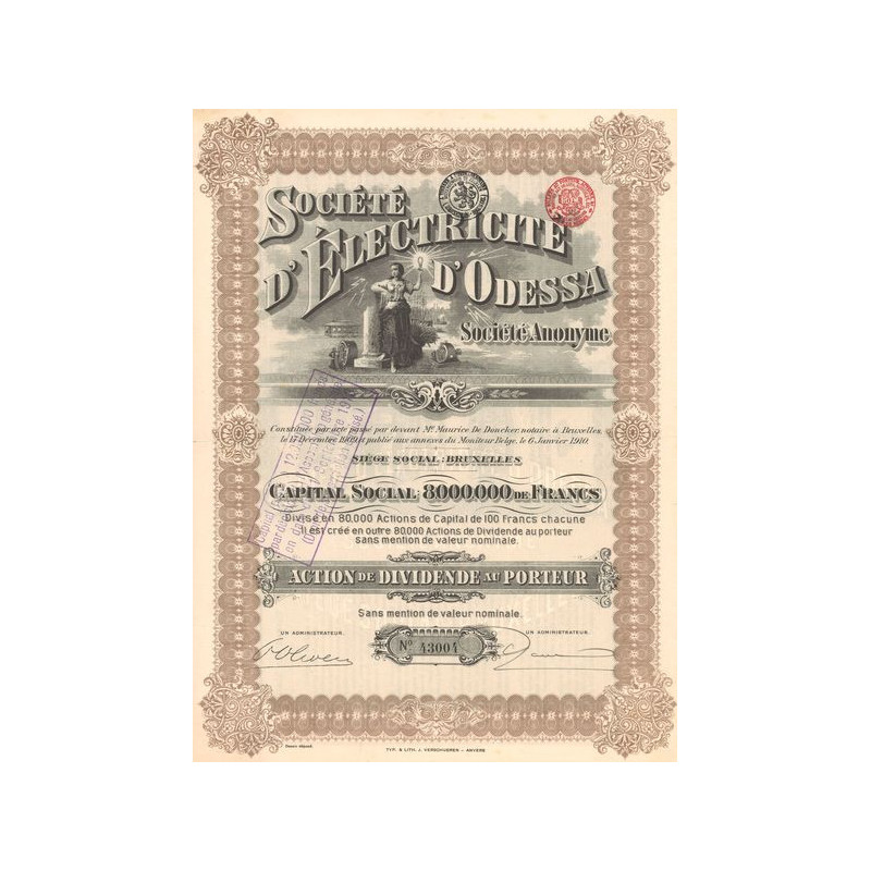 Sté d'Electricite d'Odessa S.A. (Act de Dividende)
