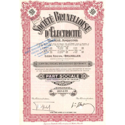 Sté Bruxelloise d'Electricité S.A. (Part Sociale)