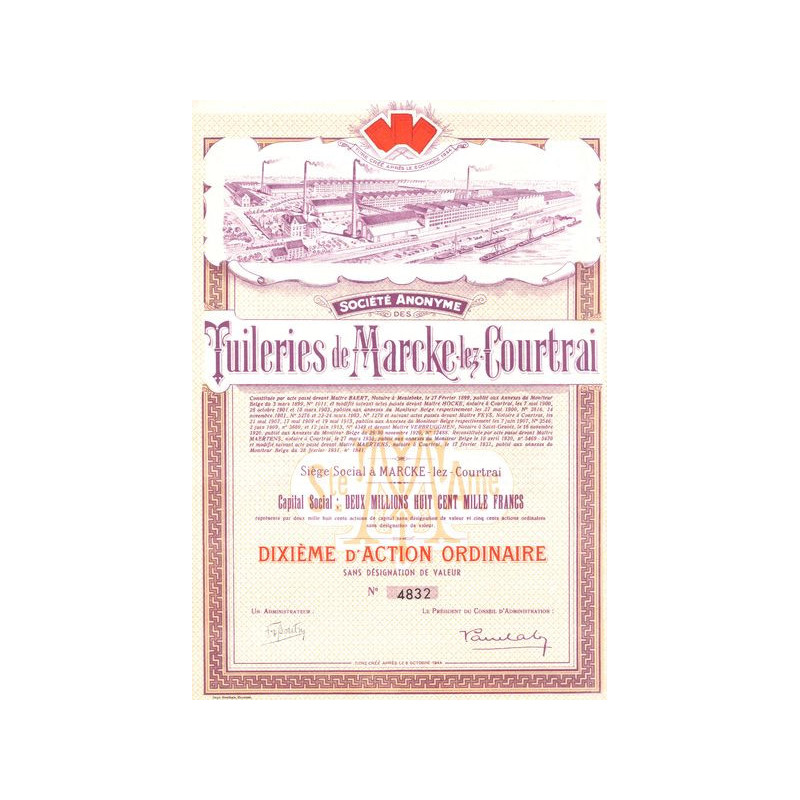 S.A. des Tuileries de Marcke-Lez-Courtrai (10eme Act Ordinaire)