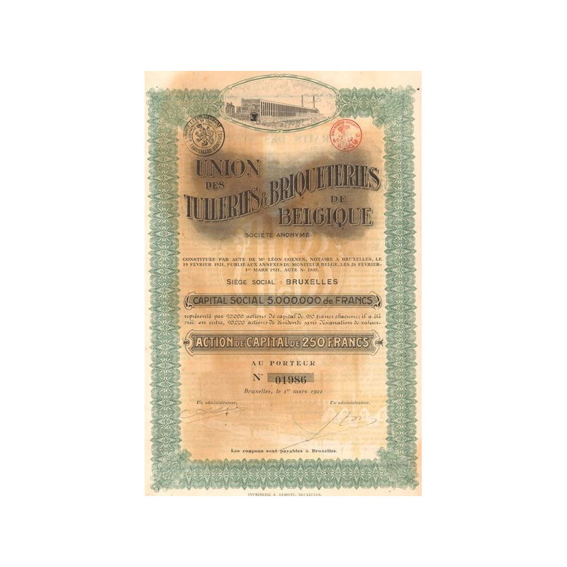 Union des Tuileries & Briqueteries de Belgique S.A. (Act 250 F)