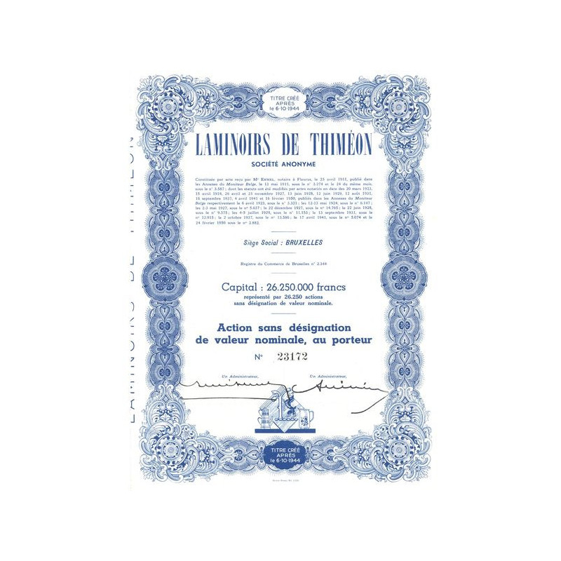 Laminoirs de Thiméon S.A. (Act Sans Valeur Nominale)