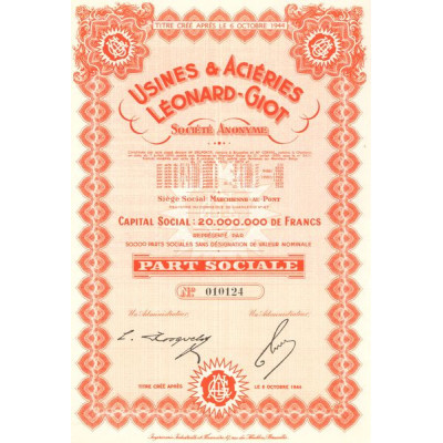 Usines & Aciéries Léonard-Giot (Part Sociale)
