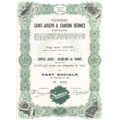Fonderies Saint-Joseph & Samson Réunies (Part Sociale)