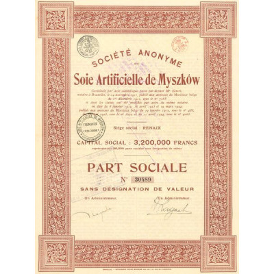 S.A. de Soie Articicielle de Myszkow (Part Sociale)