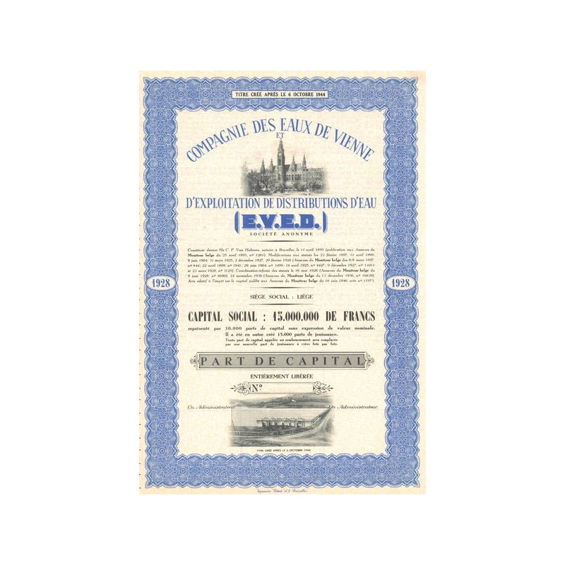 Cie des Eaux de Vienne et d'Exploitation de Distributions d'Eau E.V.E.D. (Part de Capital)