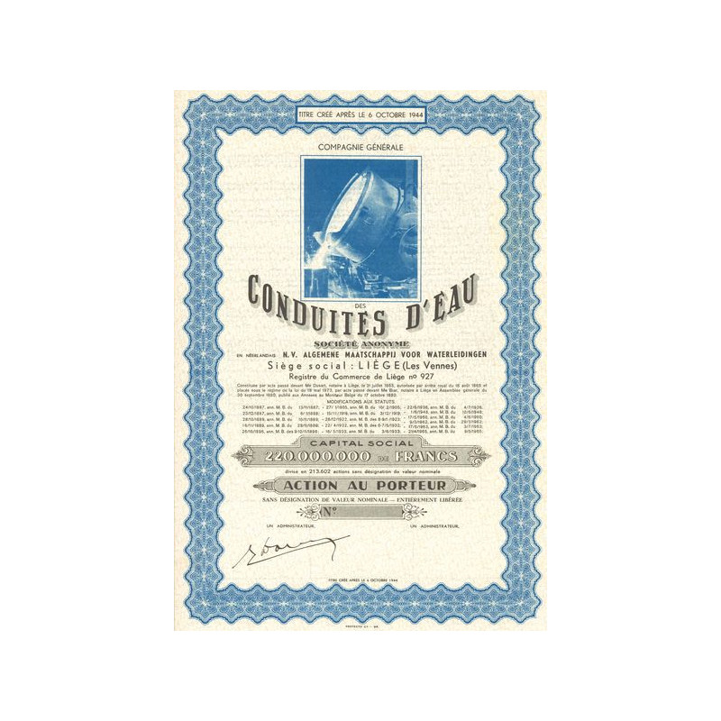 Cie Générale des Conduites d'Eau S.A. (Act au Porteur)