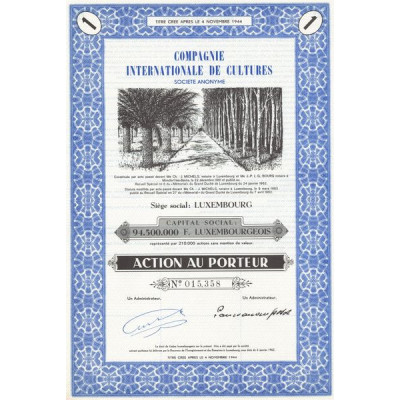 Cie Internationale de Cultures (Act au Porteur)