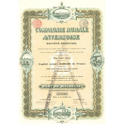 Cie Rurale Anversoise (Part de Dividende)