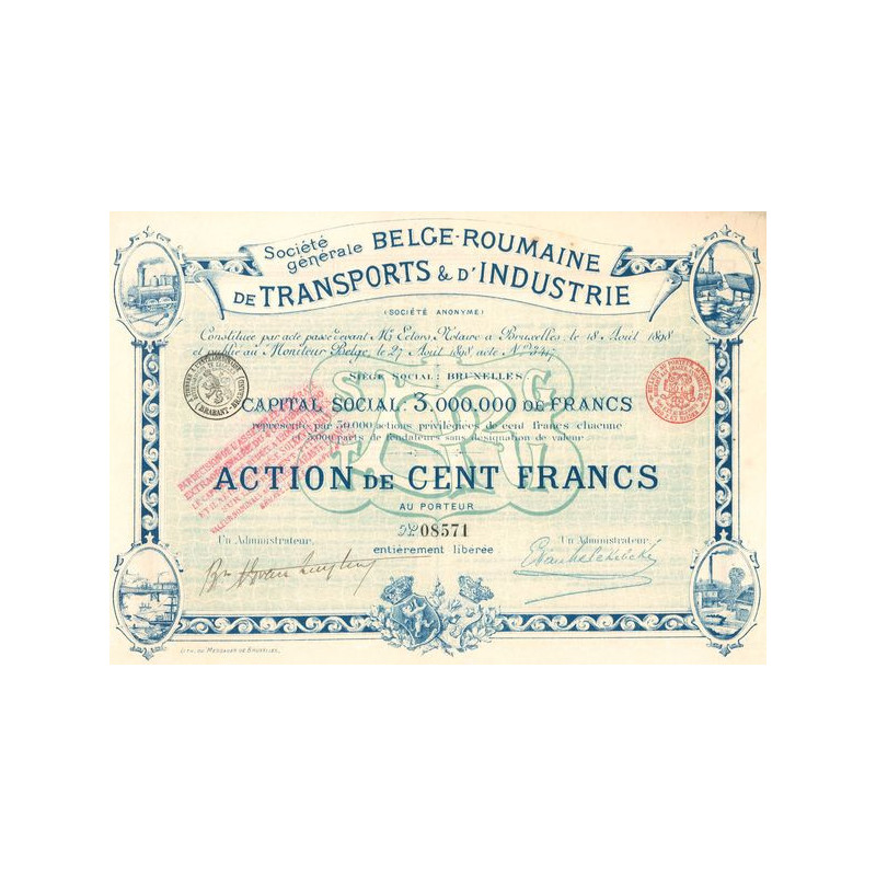 Sté Générale Belge-Roumaine de Transports & d'Industrie (Act 100 F)