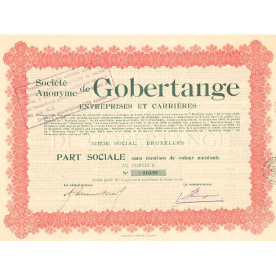 S.A. de Gobertange Entreprises et Carrières (Part Sociale)