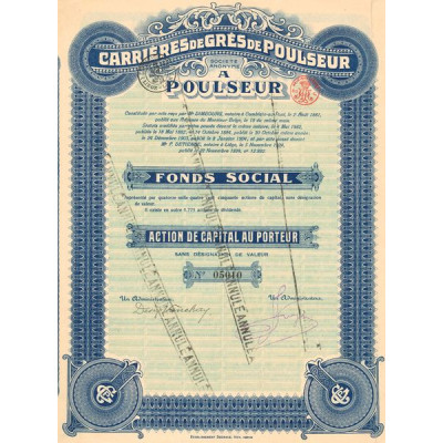 Carrières de Grès à Poulseur (Act de Capital)