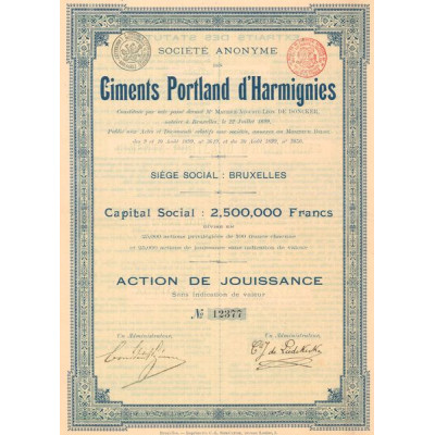 S.A. des Ciments Portland d'Harmignies (Act Jouissance)