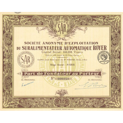 SAR S.A. d'Exploitation de Suralimentateur Automatique Royer (PF)