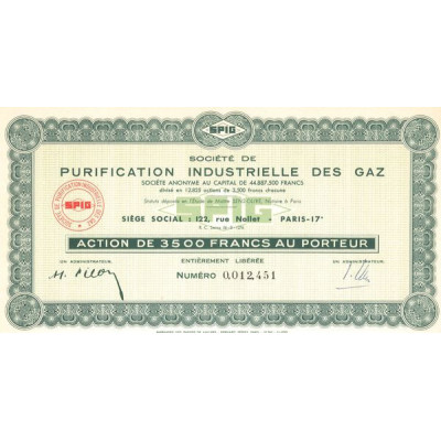 SPIG Sté de Purification Industrielle des Gaz (Act 3500 F)