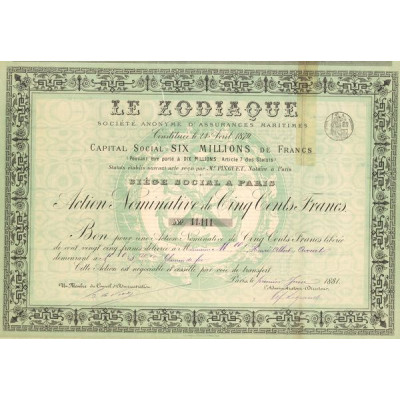 Le Zodiaque S.A. d'Assurances Maritimes (Act Nomin 500 F)