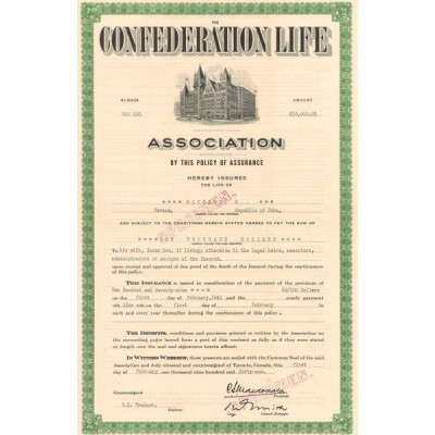 The Confederation Life (10.000 Dollars) (Policy of Assurance)