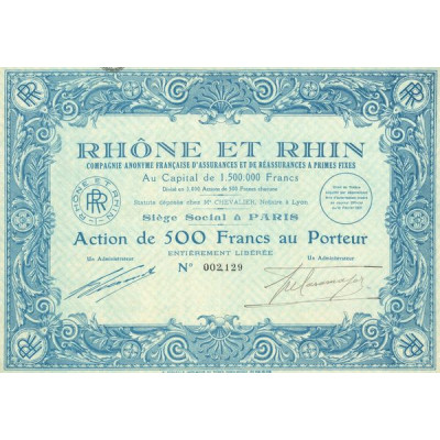 Rhône et Rhin Cie Anonyme Française d'Assurances et de Réassurances à Primes Fixes (Act 500 F)