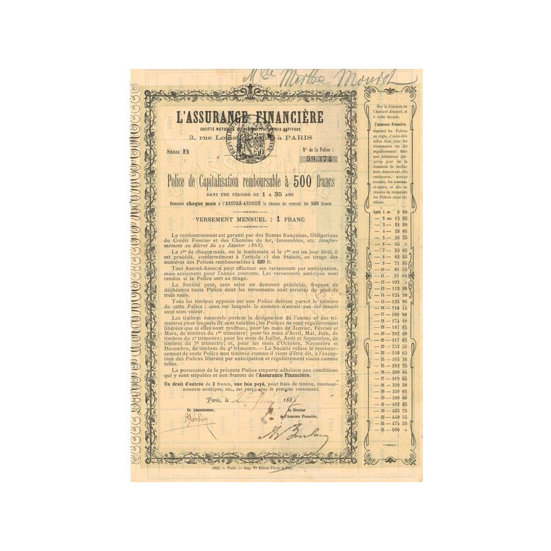 L'Assurance Financière (Police 500 F)