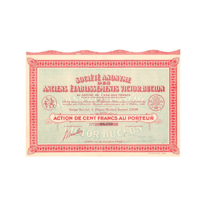 S.A. des Anciens Etablissements Victor Buclon (Act 100 F)