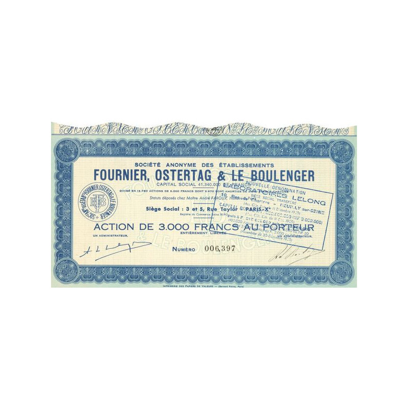 S.A. des Etablissements Fournier. Ostertag & le Boulenger (Act 3000 F)