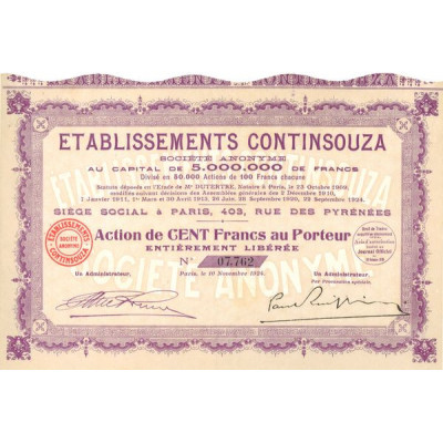 Etablissements Continsouza (Act 100 F)