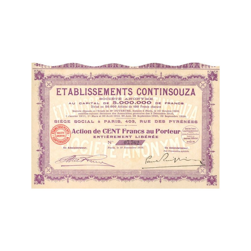 Etablissements Continsouza (Act 100 F)