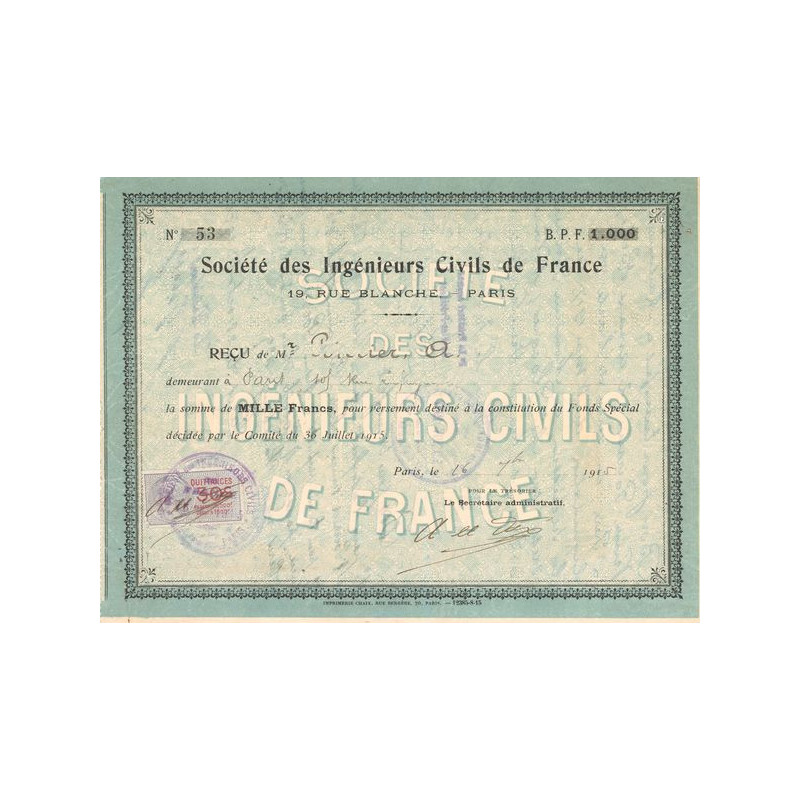 Sté des Ingénieurs Civils de France (Certif Nomin)