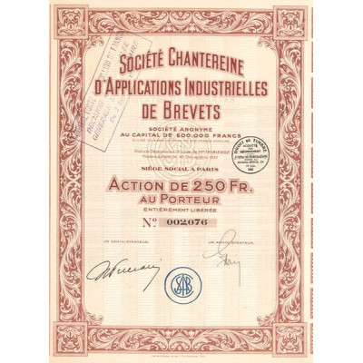 Sté Chantereine d'Applications Industrielles de Brevets (Act 250 F)