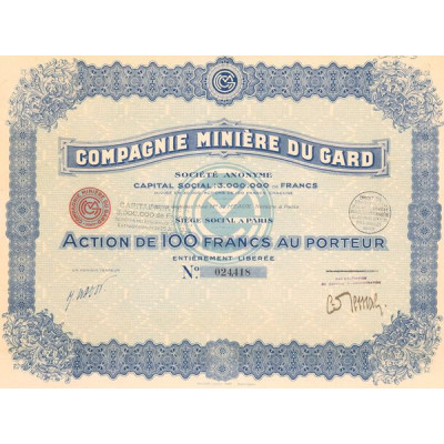 Cie Minière du Gard (Act 100 F)