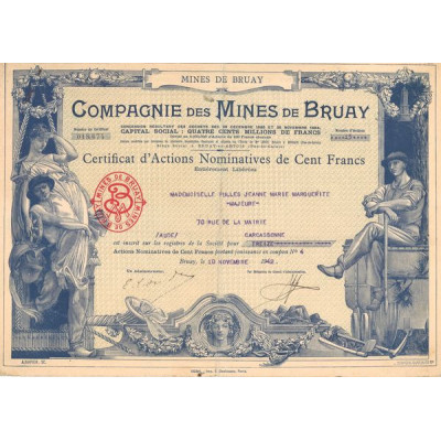 Compagnie des Mines de Bruay (Certif Nomin 100 F)