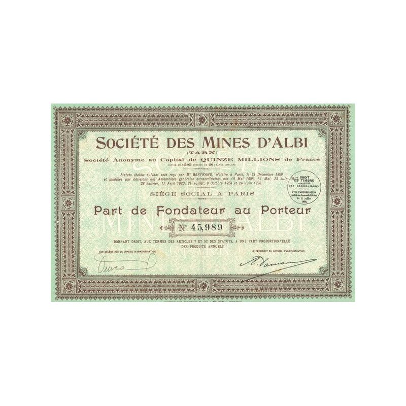 Sté des Mines d'Albi (PF)