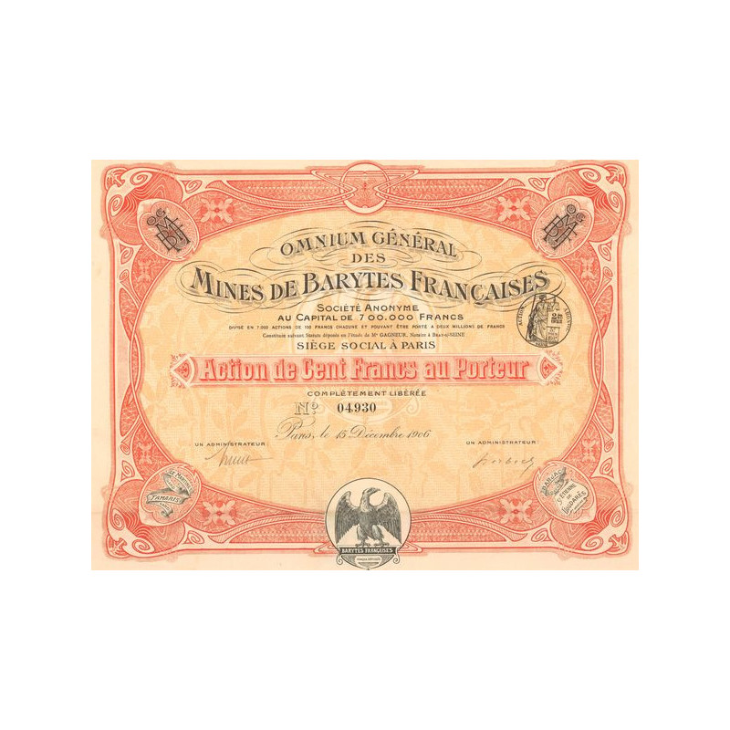 Omnium Général des Mines de Barytes Française (Act 100 F)