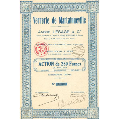 Verrerie de Martainneville - André Lesage & Cie (Act 250 F)