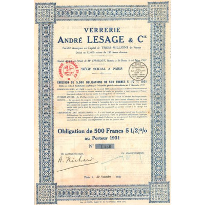 Verrerie André Lesage & Cie (Obl 500 F 5 1/2%)